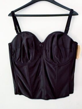NWT Vintage Women 80s 90s Black Mesh Underwire Corset Size 48D Sexy Feminine